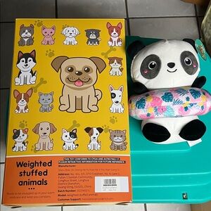 Weighted Stuffed Dog + Panda with Inflatable Ring